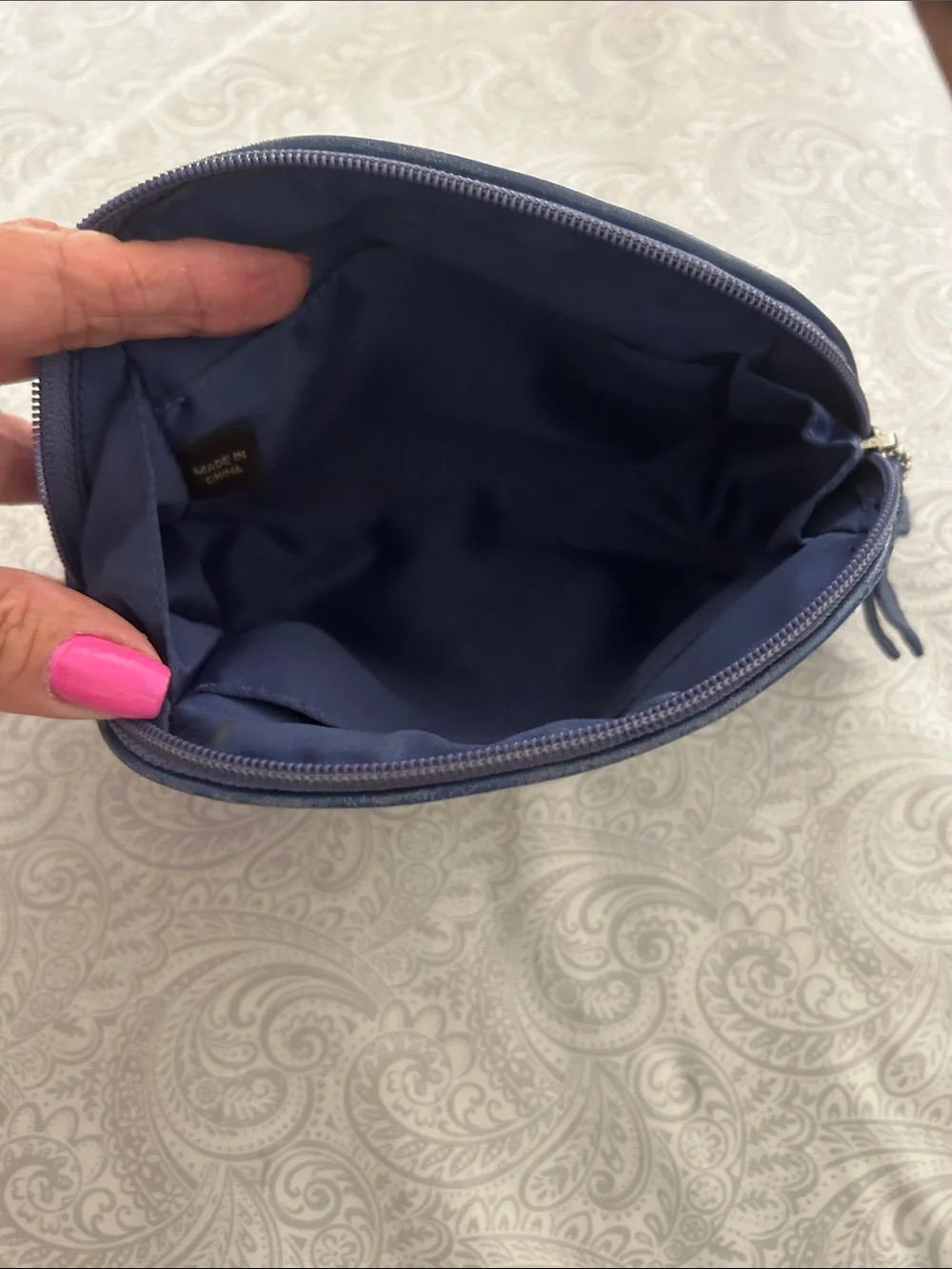 Coach Navy Blue Signature Nylon Cosmetic Pouch